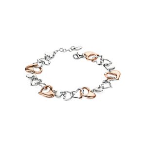 Silver and rose gold plated heart shaped bracelet