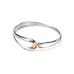 Silver and rose gold platted open double loop bangle