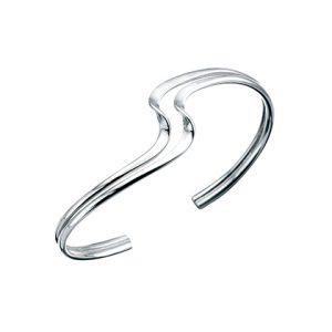 Silver double wave torq bangle