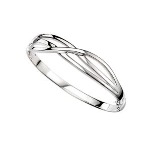 Silver solid cross over bangle