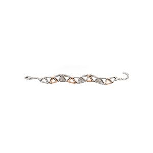Silver and rose gold plated round cubic zirconia bracelet