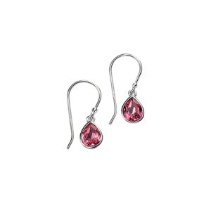Silver rose swarovski crystal teardrop earrings