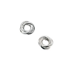Silver twisted interlocking circle stud earrings