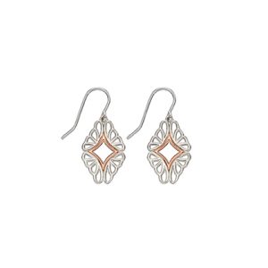 Silver rose gold platted cut out patterned earrings