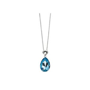 Silver aqua marine swarovski crystal fancy bale pendant