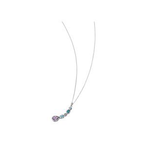 Silver amethyst and blue topaz swarovski crystal drop pendant