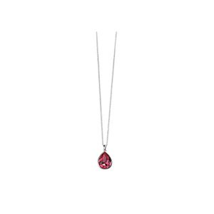 Silver rose pink swarovski crystal teardrop pendant