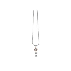 Silver rose gold plated triple cubic zirconia drop pendant
