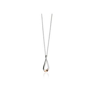 silver and rose gold plated open tear pendant