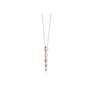 Silver and rose gold plated hammered oval disc pendant