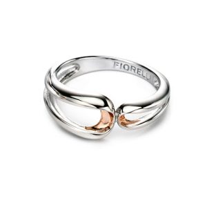 Silver and rose gold plated open double loop ring