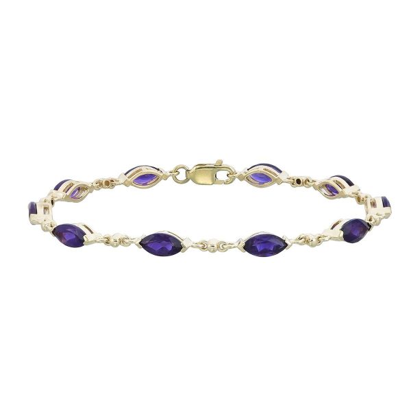 9ct yellow gold marquise amethyst fancy bracelet