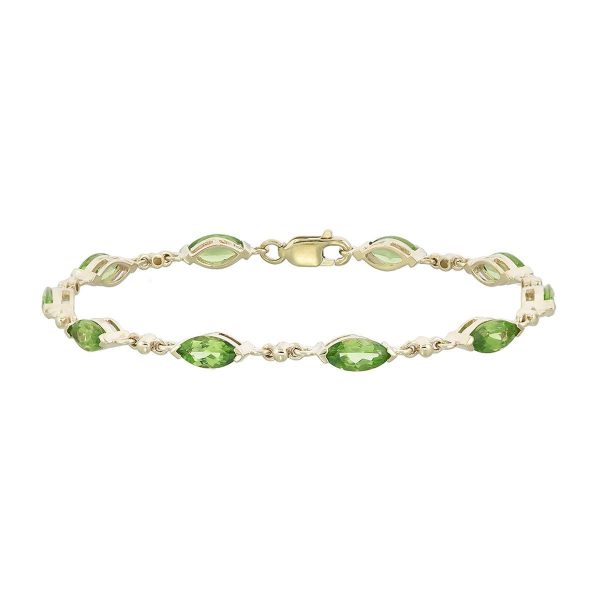 9ct yellow gold marquise peridot fancy bracelet
