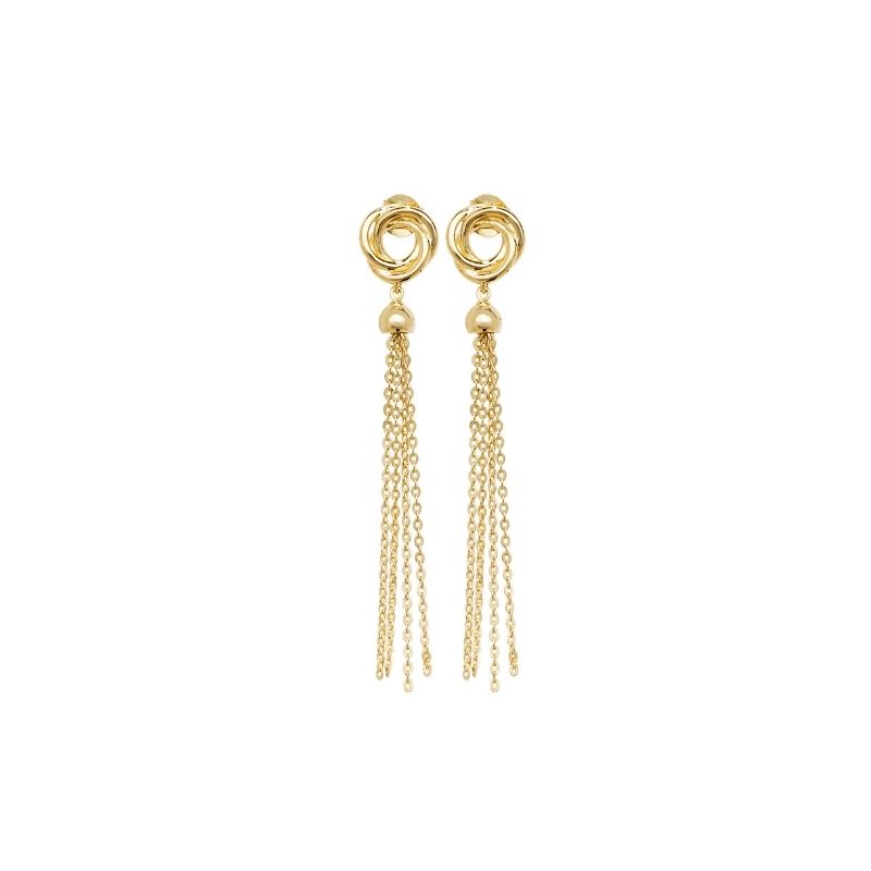 9ct yellow gold knot and tassel drop earrings | McGowans Jewellers