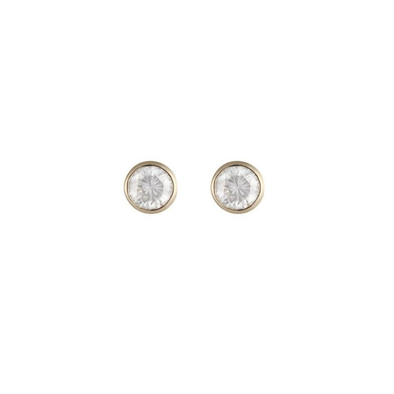 thumbnail image 2 of 14k Yellow Gold Stud Earrings – 5mm Size, Cubic Zirconia Stones, 3 Prong Setting, Butterfly Closure, Unisex, New With Tags 2 of 5